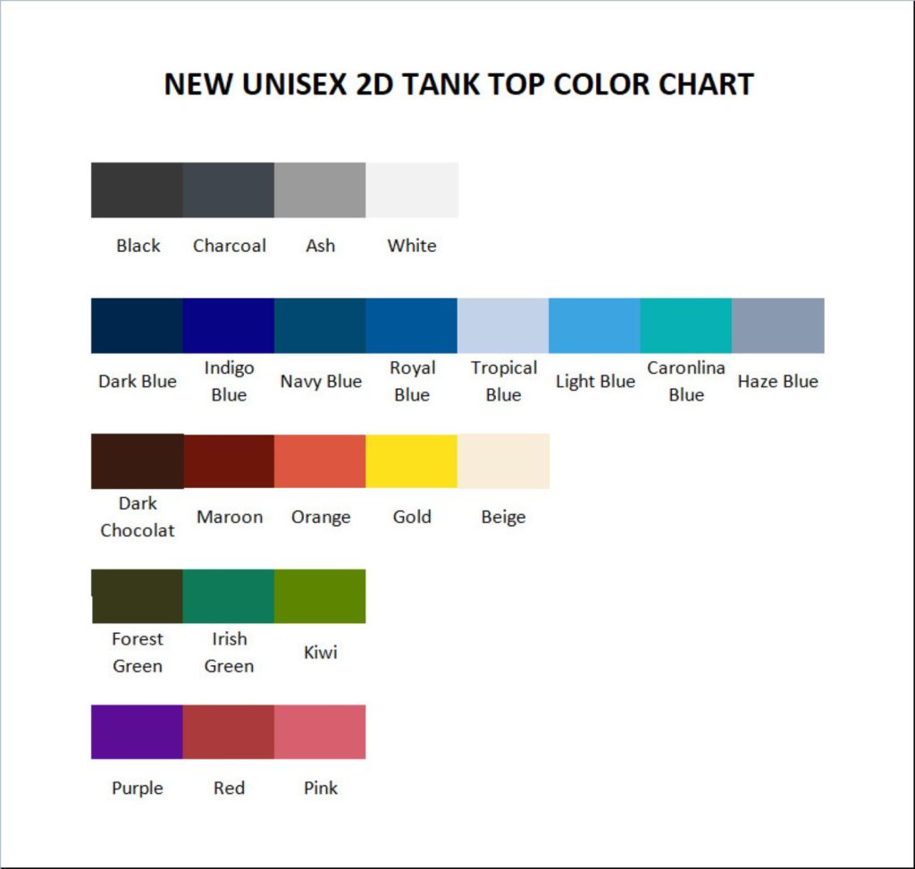 tank top color chart - Dachshund Merch